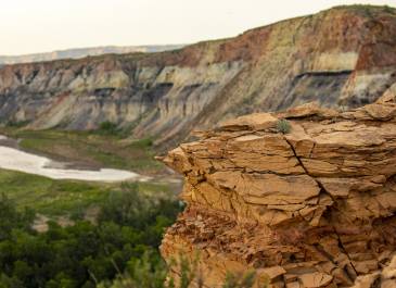 Bluff overlooking river in Theodore Roosevelt National Park