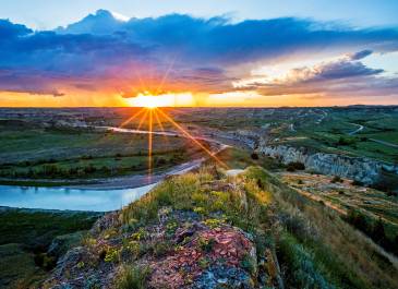 Sunset of North Dakota Badlands