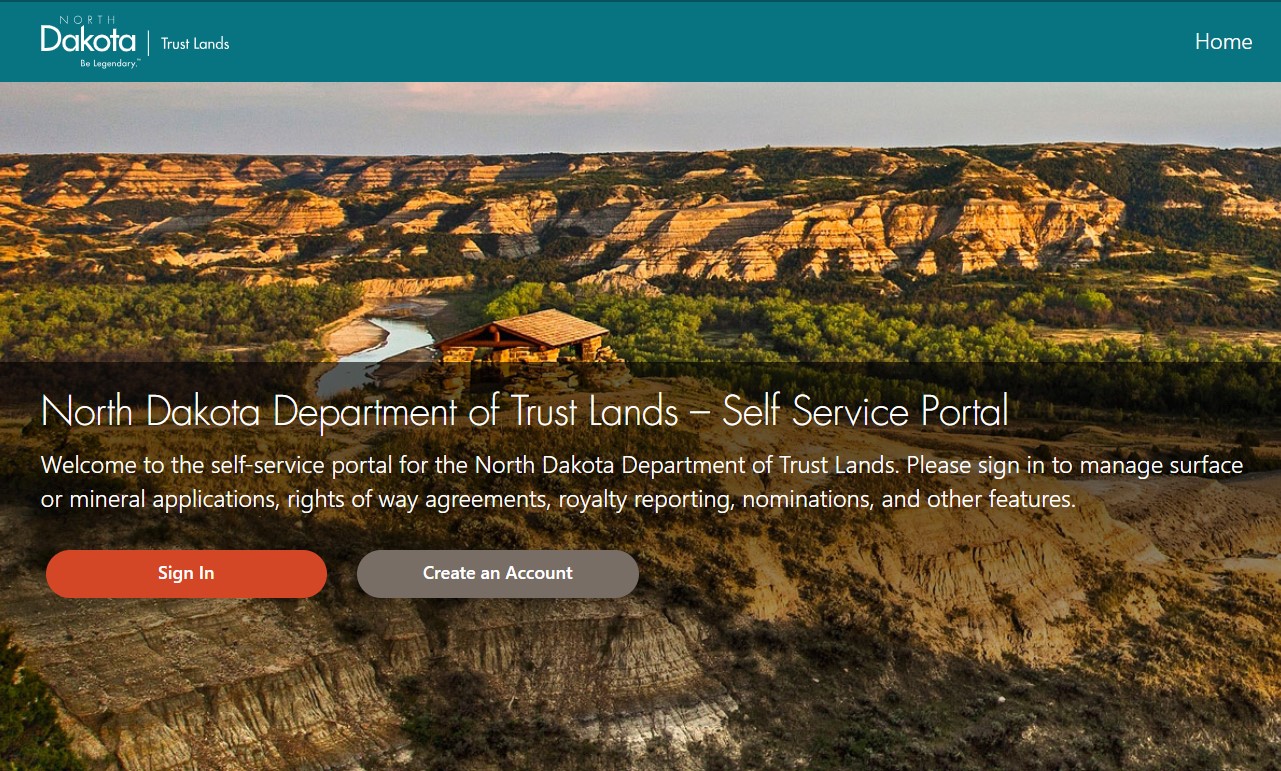 North Dakota Department of Trust Lands - Self Service Portal