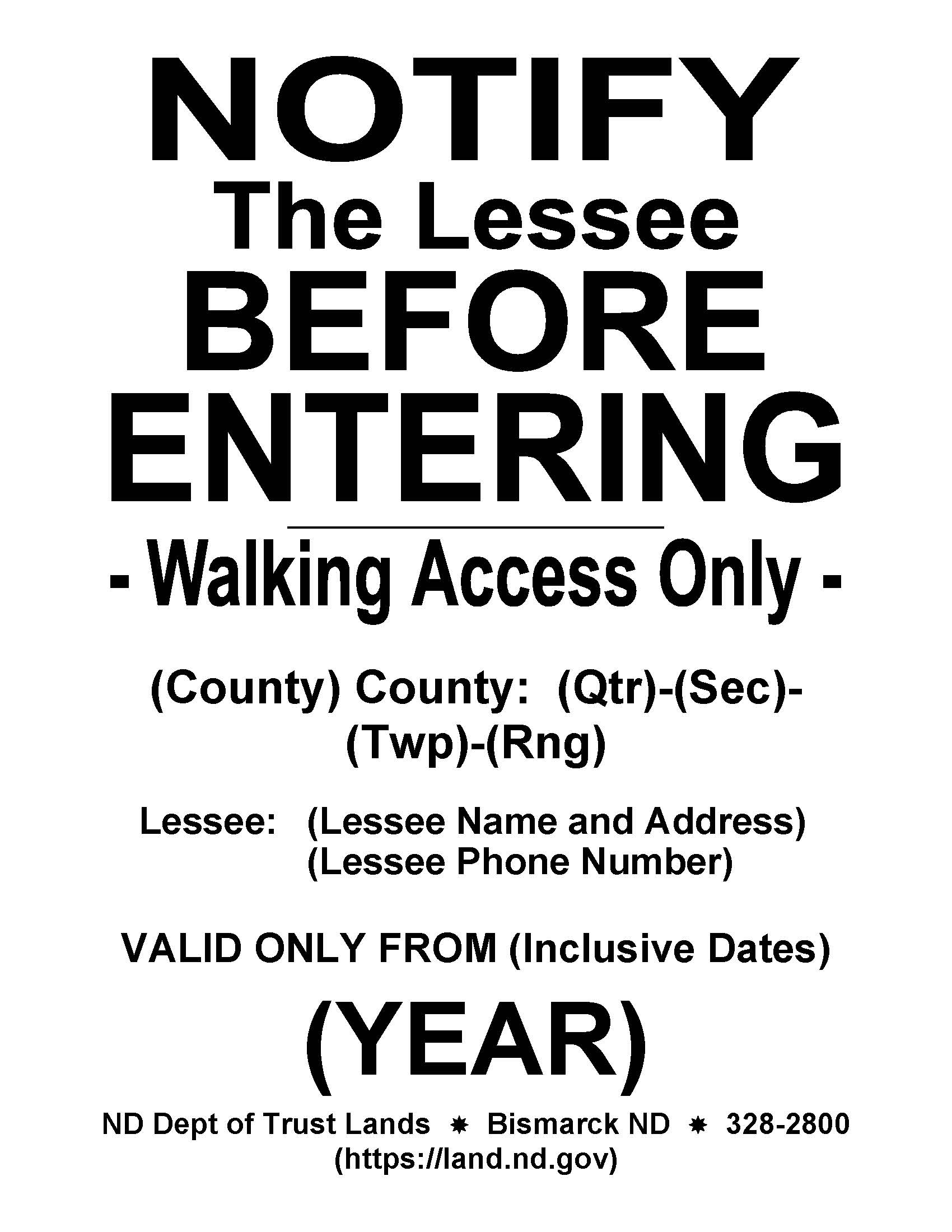 Notify Lessee Sign